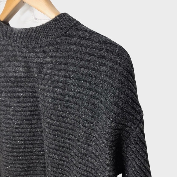 Talbots Ribbed Knit Crewneck Sweater Side Zippers Size Large Gray Tweed Women’s - Picture 6 of 9